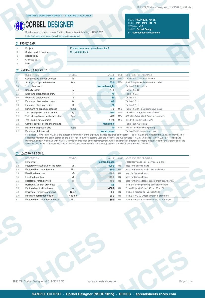 Corbel Designer (NSCP 2015) - Sample Report